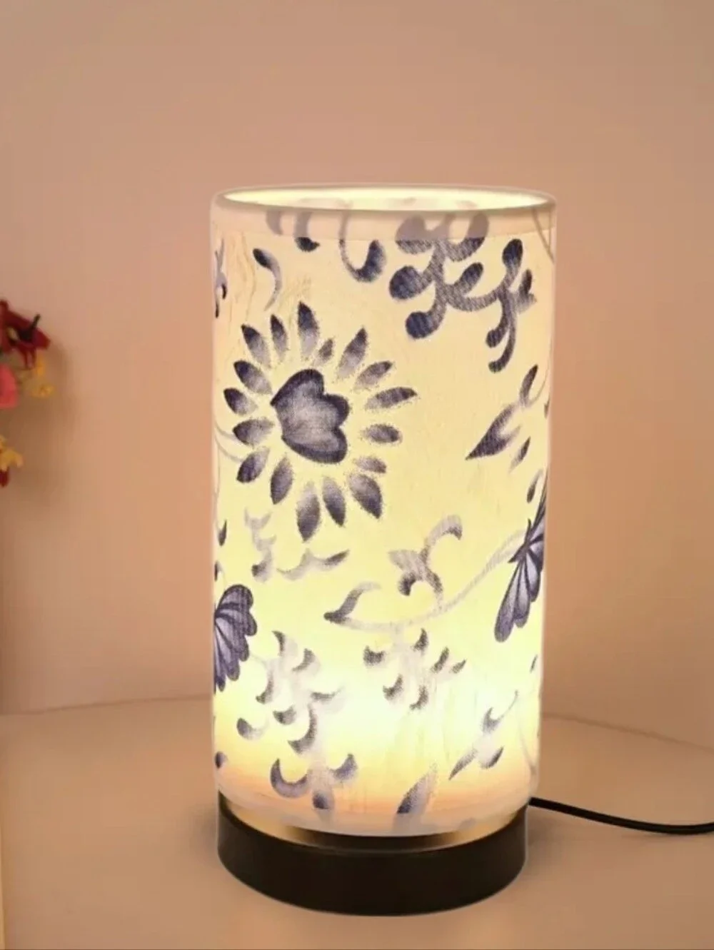 Blue Floral Pattern Table Lamp - Home Accents